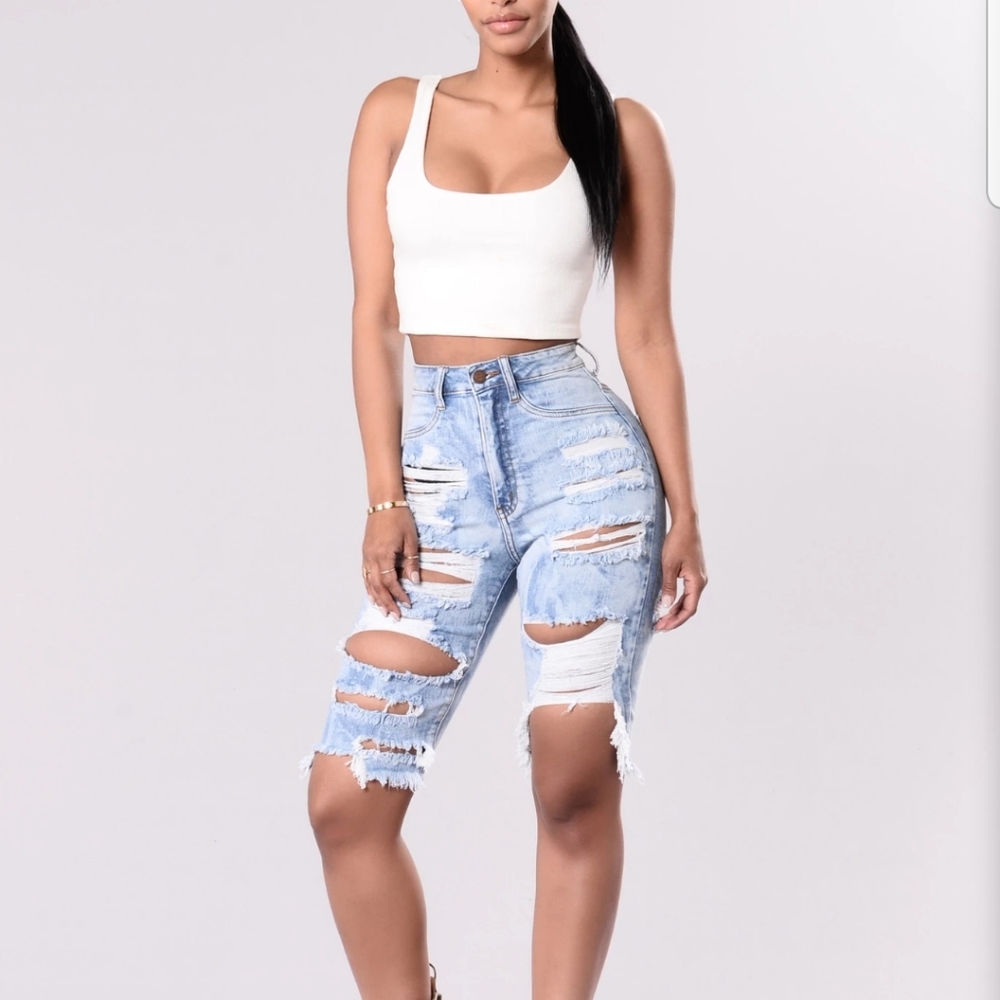 Fashion Nova Distressed Bermuda Shorts